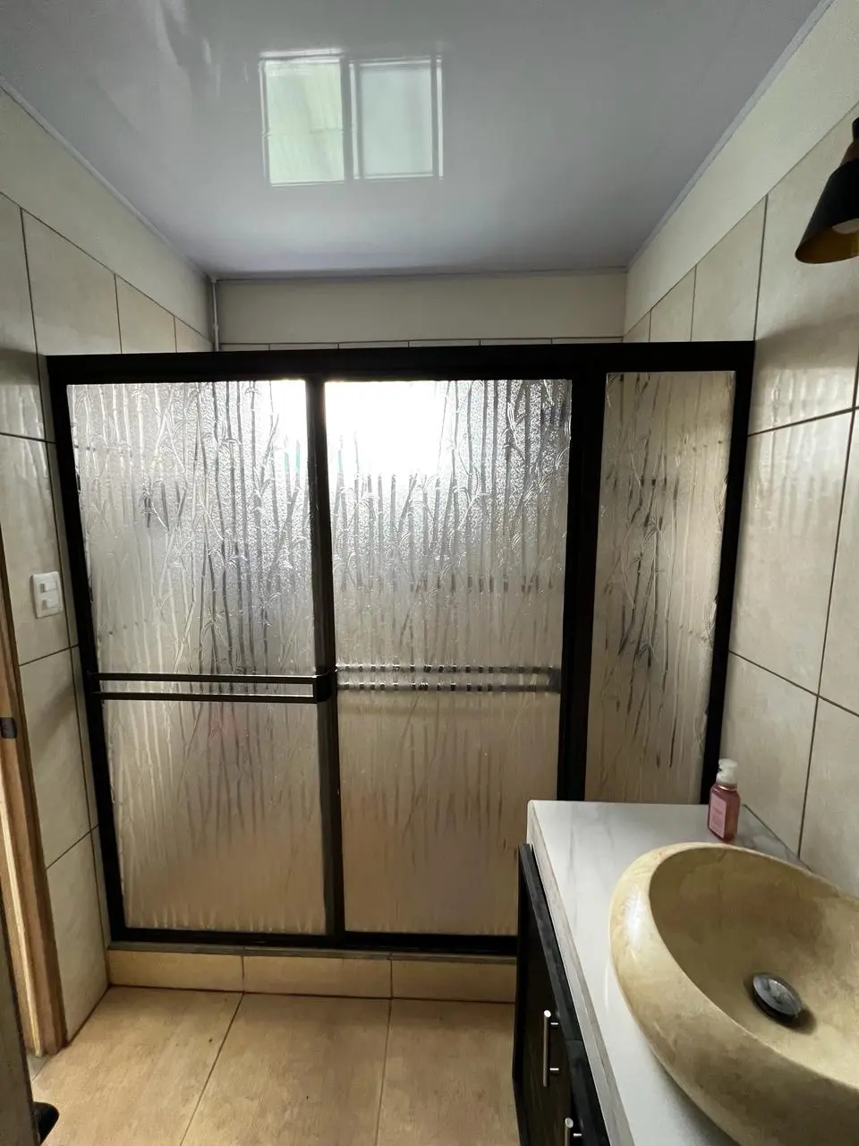 Puerta de baño con panel fijo